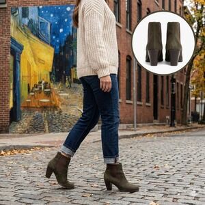 Thursday Boot Co. Women's Dark Olive Suede Chelsea Boots Size 8.5 Block Heel